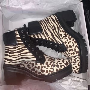 Animal Print Combat Boots